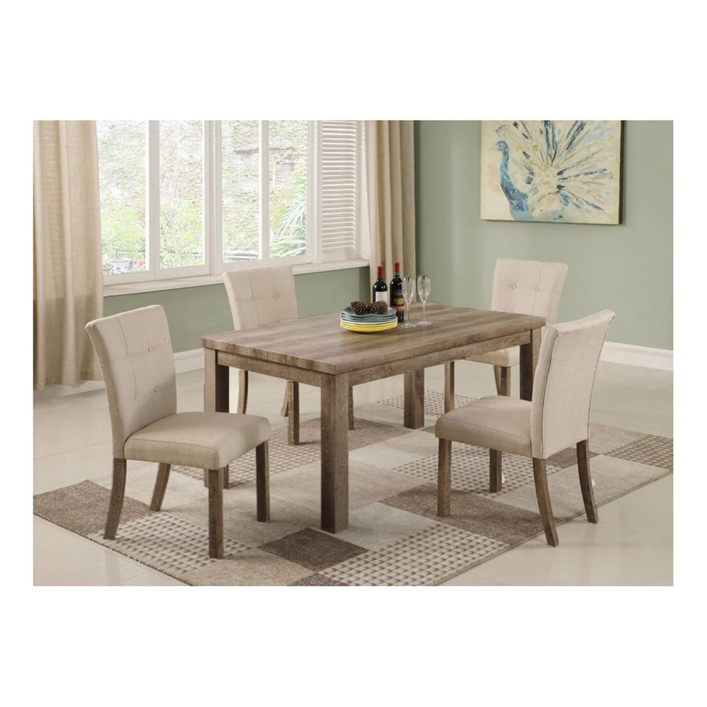 English Elm Set of 2 Tufted Button Back Dining Chairs Beige Upholstered with Tapered Wood Legs B011P361841