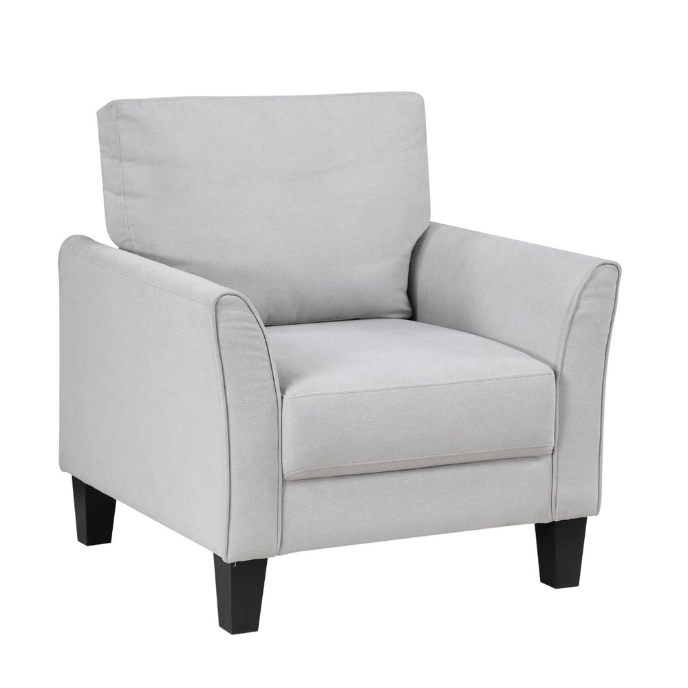 English Elm Modern Gray Upholstered Armchair with Pocket Coil Seat and Solid Wood Frame for Living Rooms B011P379746