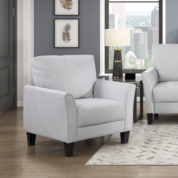 English Elm Modern Gray Upholstered Armchair with Pocket Coil Seat and Solid Wood Frame for Living Rooms B011P379746