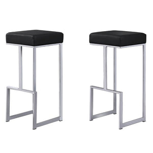 English Elm 31" Backless Faux Leather Barstools with Polished Chrome Pedestal for Kitchen Islands Black B011P499219