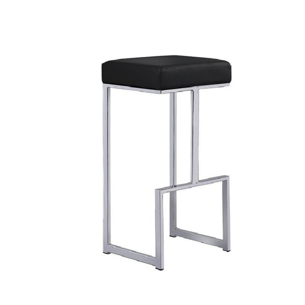 English Elm 31" Backless Faux Leather Barstools with Polished Chrome Pedestal for Kitchen Islands Black B011P499219