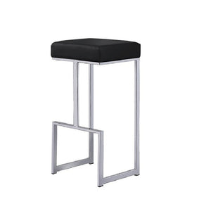 English Elm 31" Backless Faux Leather Barstools with Polished Chrome Pedestal for Kitchen Islands Black B011P499219