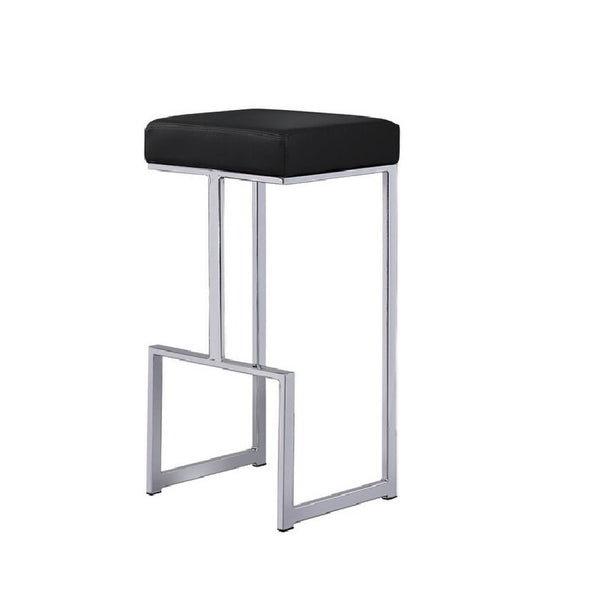 English Elm 31" Backless Faux Leather Barstools with Polished Chrome Pedestal for Kitchen Islands Black B011P499219