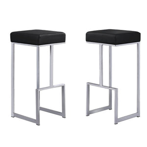 English Elm 31" Backless Faux Leather Barstools with Polished Chrome Pedestal for Kitchen Islands Black B011P499219
