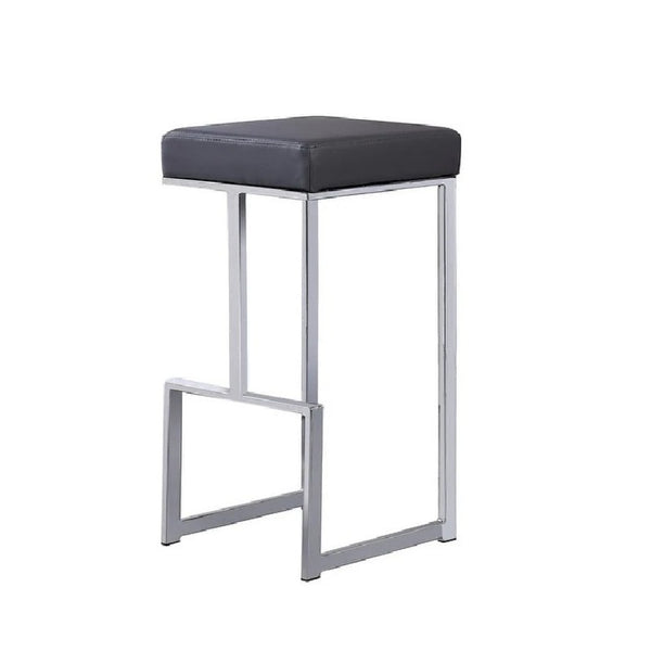 English Elm 31" Backless Faux Leather Barstools with Polished Chrome Pedestal for Kitchen Islands Gray B011P499221