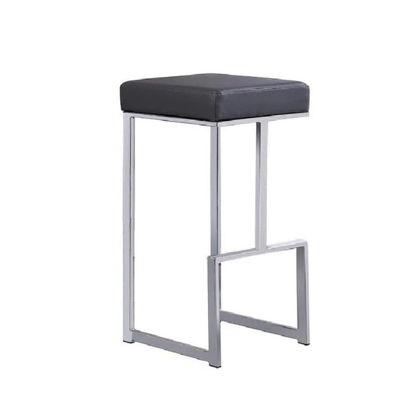 English Elm 31" Backless Faux Leather Barstools with Polished Chrome Pedestal for Kitchen Islands Gray B011P499221