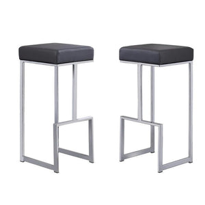 English Elm 31" Backless Faux Leather Barstools with Polished Chrome Pedestal for Kitchen Islands Gray B011P499221
