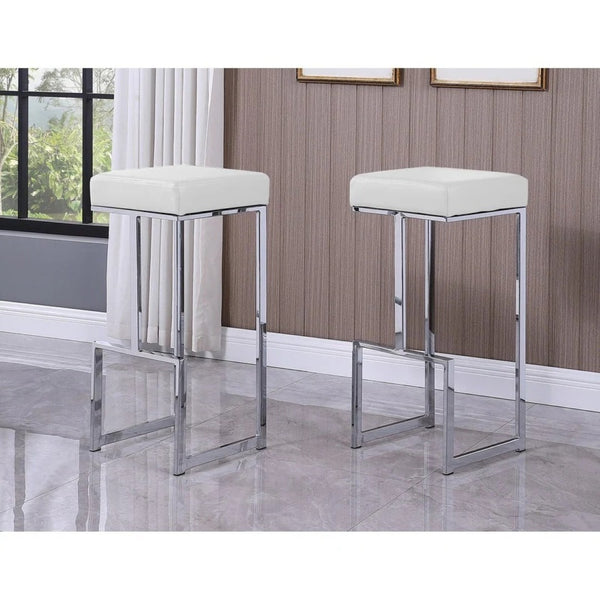 English Elm 31" Backless Faux Leather Barstools with Polished Chrome Pedestal for Kitchen Islands White B011P499222