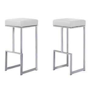 English Elm 31" Backless Faux Leather Barstools with Polished Chrome Pedestal for Kitchen Islands White B011P499222