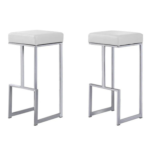English Elm 31" Backless Faux Leather Barstools with Polished Chrome Pedestal for Kitchen Islands White B011P499222
