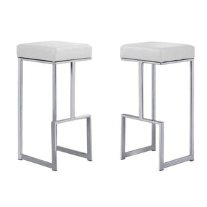 English Elm 31" Backless Faux Leather Barstools with Polished Chrome Pedestal for Kitchen Islands White B011P499222