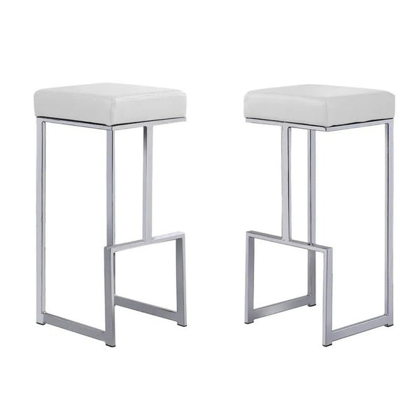 English Elm 31" Backless Faux Leather Barstools with Polished Chrome Pedestal for Kitchen Islands White B011P499222