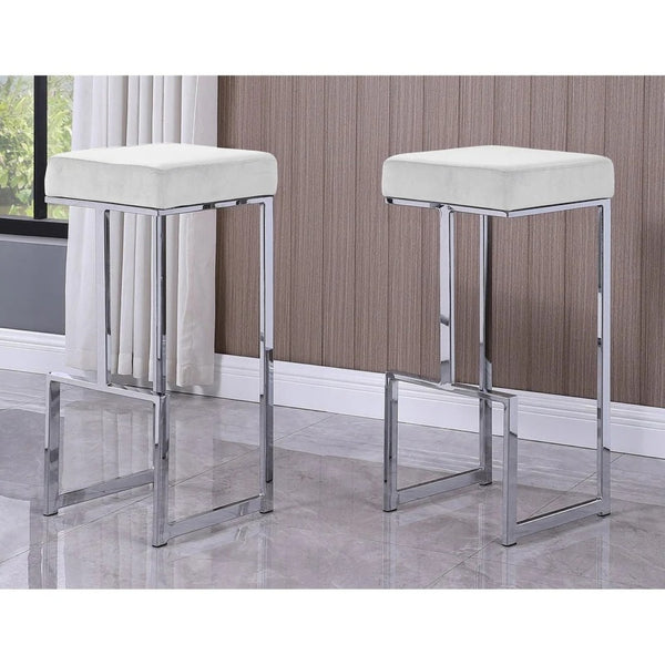 English Elm 31" Velvet Backless Counter Stools Set of 2 with Chrome Pedestal Base for Kitchen Island B011P499223