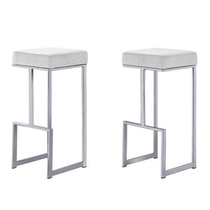 English Elm 31" Velvet Backless Counter Stools Set of 2 with Chrome Pedestal Base for Kitchen Island B011P499223