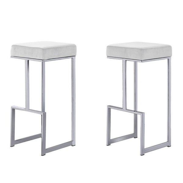 English Elm 31" Velvet Backless Counter Stools Set of 2 with Chrome Pedestal Base for Kitchen Island B011P499223