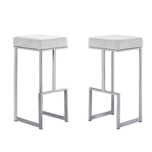 English Elm 31" Velvet Backless Counter Stools Set of 2 with Chrome Pedestal Base for Kitchen Island B011P499223