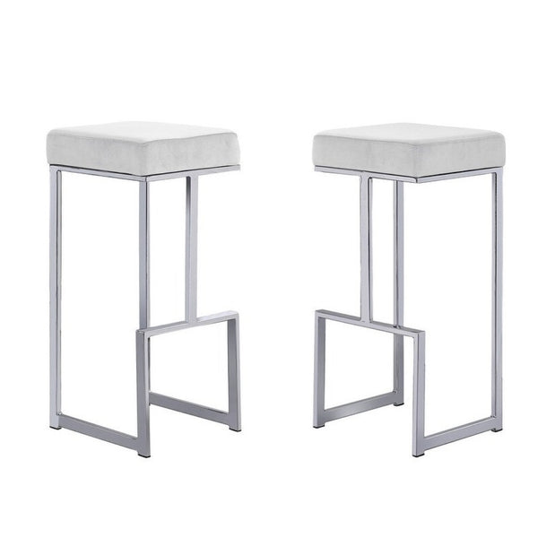 English Elm 31" Velvet Backless Counter Stools Set of 2 with Chrome Pedestal Base for Kitchen Island B011P499223