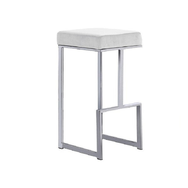 English Elm 31" Velvet Backless Counter Stools Set of 2 with Chrome Pedestal Base for Kitchen Island B011P499223