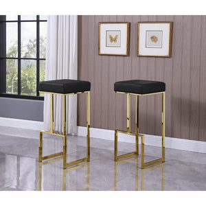 English Elm 31" Backless Faux Leather Barstools with Polished Chrome Pedestal for Kitchen Islands Black+Gold B011P499224