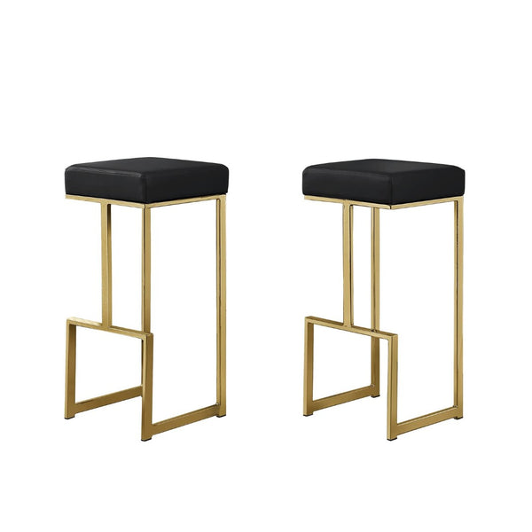 English Elm 31" Backless Faux Leather Barstools with Polished Chrome Pedestal for Kitchen Islands Black+Gold B011P499224