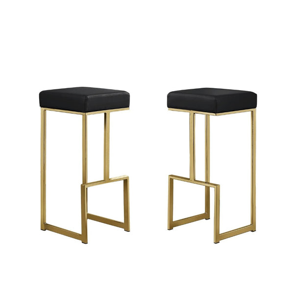 English Elm 31" Backless Faux Leather Barstools with Polished Chrome Pedestal for Kitchen Islands Black+Gold B011P499224