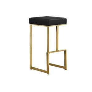 English Elm 31" Backless Faux Leather Barstools with Polished Chrome Pedestal for Kitchen Islands Black+Gold B011P499224