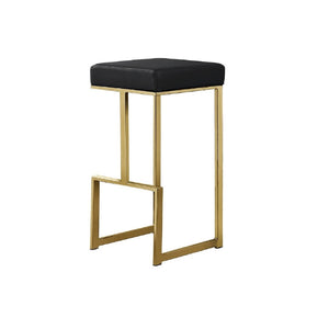 English Elm 31" Backless Faux Leather Barstools with Polished Chrome Pedestal for Kitchen Islands Black+Gold B011P499224