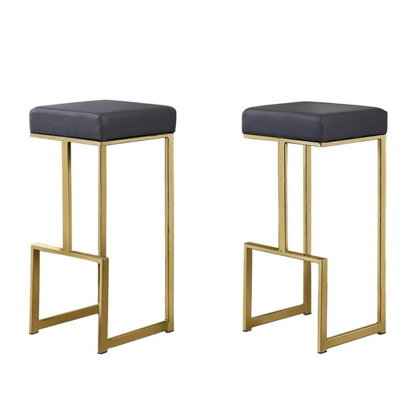 English Elm 31" Backless Faux Leather Barstools with Polished Chrome Pedestal for Kitchen Islands Grey+Gold B011P499225