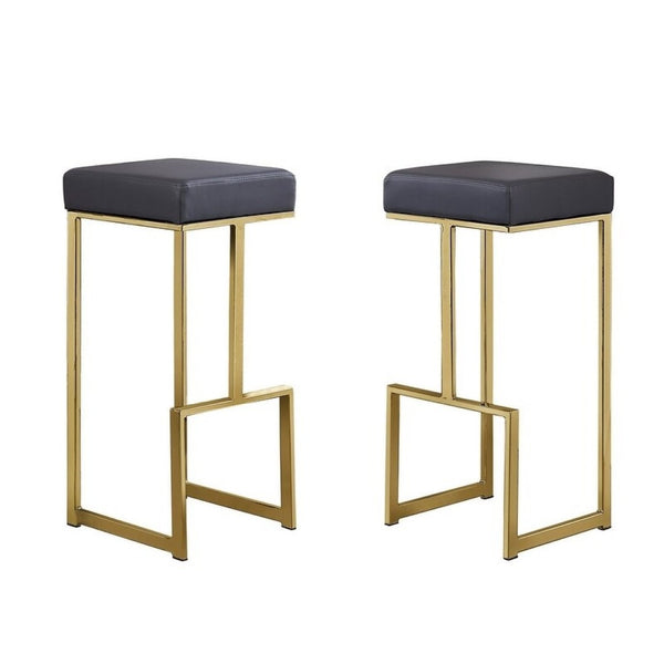 English Elm 31" Backless Faux Leather Barstools with Polished Chrome Pedestal for Kitchen Islands Grey+Gold B011P499225
