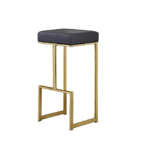 English Elm 31" Backless Faux Leather Barstools with Polished Chrome Pedestal for Kitchen Islands Grey+Gold B011P499225