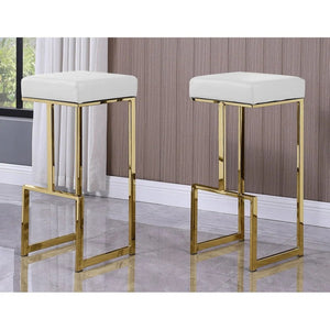 English Elm 31" Backless Faux Leather Barstools with Polished Chrome Pedestal for Kitchen Islands Gold+White B011P499226