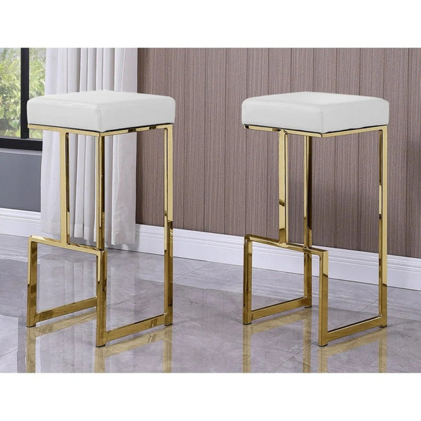 English Elm 31" Backless Faux Leather Barstools with Polished Chrome Pedestal for Kitchen Islands Gold+White B011P499226