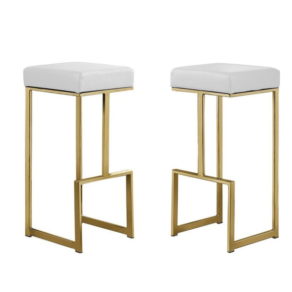 English Elm 31" Backless Faux Leather Barstools with Polished Chrome Pedestal for Kitchen Islands Gold+White B011P499226