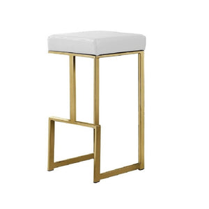 English Elm 31" Backless Faux Leather Barstools with Polished Chrome Pedestal for Kitchen Islands Gold+White B011P499226