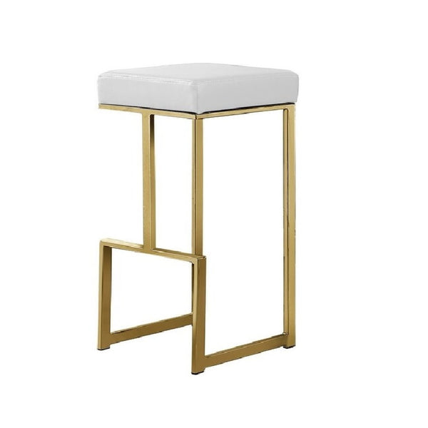 English Elm 31" Backless Faux Leather Barstools with Polished Chrome Pedestal for Kitchen Islands Gold+White B011P499226