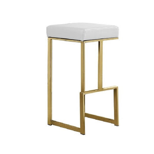 English Elm 31" Backless Faux Leather Barstools with Polished Chrome Pedestal for Kitchen Islands Gold+White B011P499226