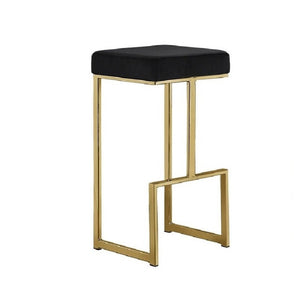 English Elm 31" Velvet Backless Counter Stools Set of 2 with Chrome Pedestal Base for Kitchen Island Black+Gold B011P499227