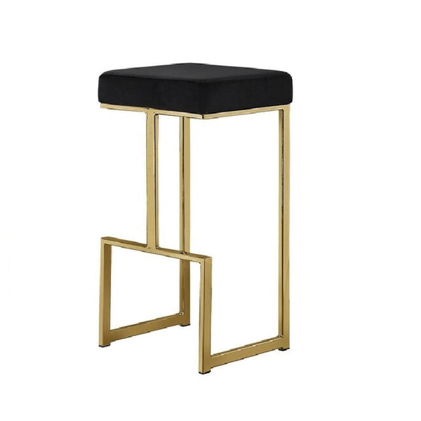 English Elm 31" Velvet Backless Counter Stools Set of 2 with Chrome Pedestal Base for Kitchen Island Black+Gold B011P499227