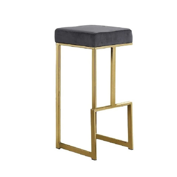 English Elm 31" Velvet Backless Counter Stools Set of 2 with Chrome Pedestal Base for Kitchen Island Grey+Gold B011P499228