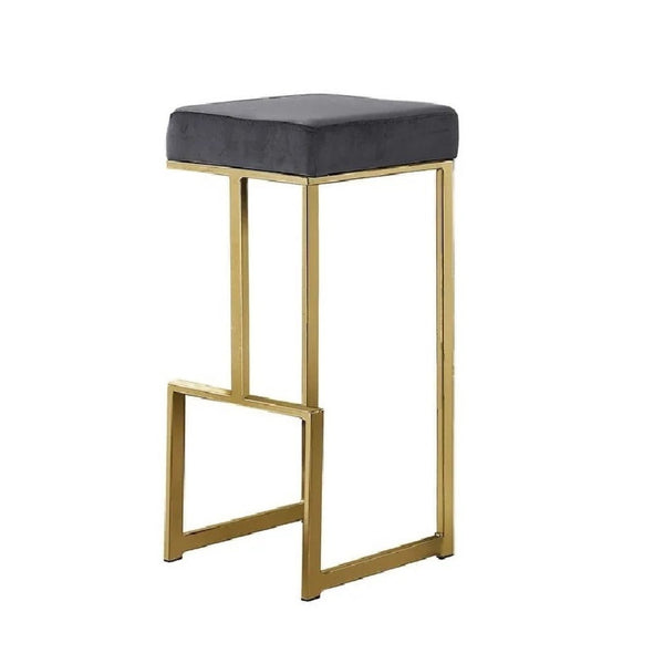 English Elm 31" Velvet Backless Counter Stools Set of 2 with Chrome Pedestal Base for Kitchen Island Grey+Gold B011P499228