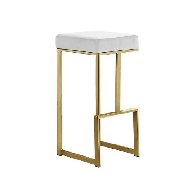 English Elm 31" Velvet Backless Counter Stools Set of 2 with Chrome Pedestal Base for Kitchen Island Gold+White B011P499230
