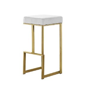 English Elm 31" Velvet Backless Counter Stools Set of 2 with Chrome Pedestal Base for Kitchen Island Gold+White B011P499230