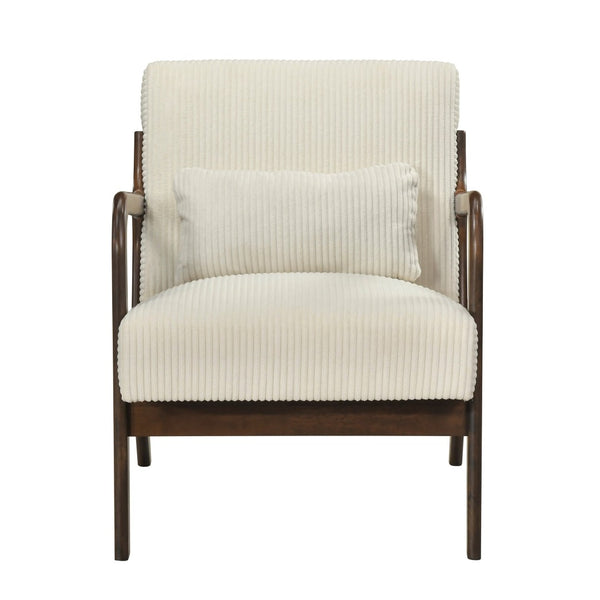 English Elm Modern Corduroy Accent Armchair with Lumbar Pillow Rubberwood Frame Living Room Seat Beige B011P500673