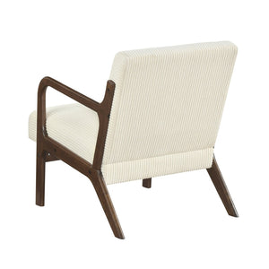 English Elm Modern Corduroy Accent Armchair with Lumbar Pillow Rubberwood Frame Living Room Seat Beige B011P500673