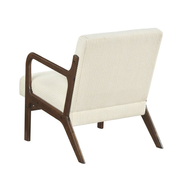 English Elm Modern Corduroy Accent Armchair with Lumbar Pillow Rubberwood Frame Living Room Seat Beige B011P500673
