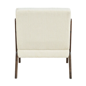 English Elm Modern Corduroy Accent Armchair with Lumbar Pillow Rubberwood Frame Living Room Seat Beige B011P500673