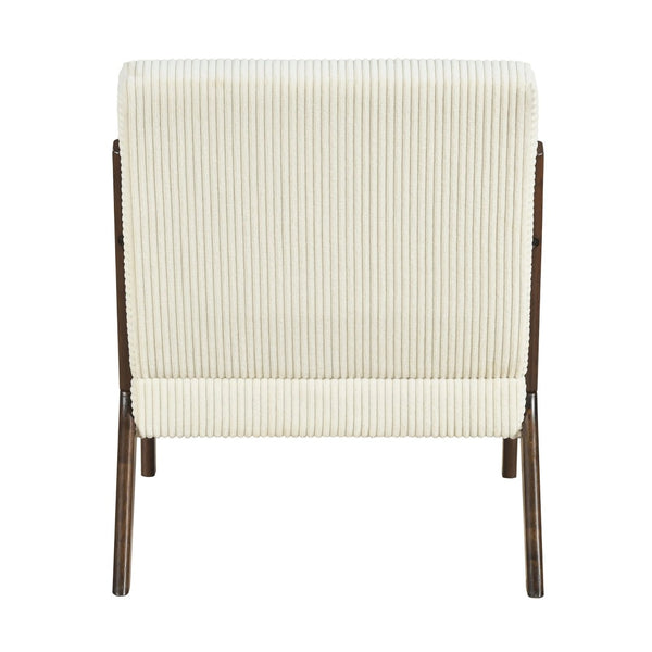 English Elm Modern Corduroy Accent Armchair with Lumbar Pillow Rubberwood Frame Living Room Seat Beige B011P500673