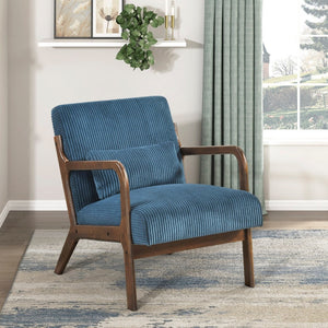 English Elm Modern Corduroy Accent Armchair with Lumbar Pillow Rubberwood Frame Living Room Seat Blue B011P500674