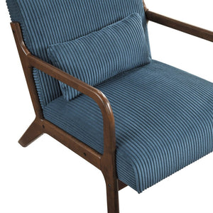 English Elm Modern Corduroy Accent Armchair with Lumbar Pillow Rubberwood Frame Living Room Seat Blue B011P500674