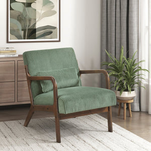 English Elm Modern Corduroy Accent Armchair with Lumbar Pillow Rubberwood Frame Living Room Seat Green B011P500675